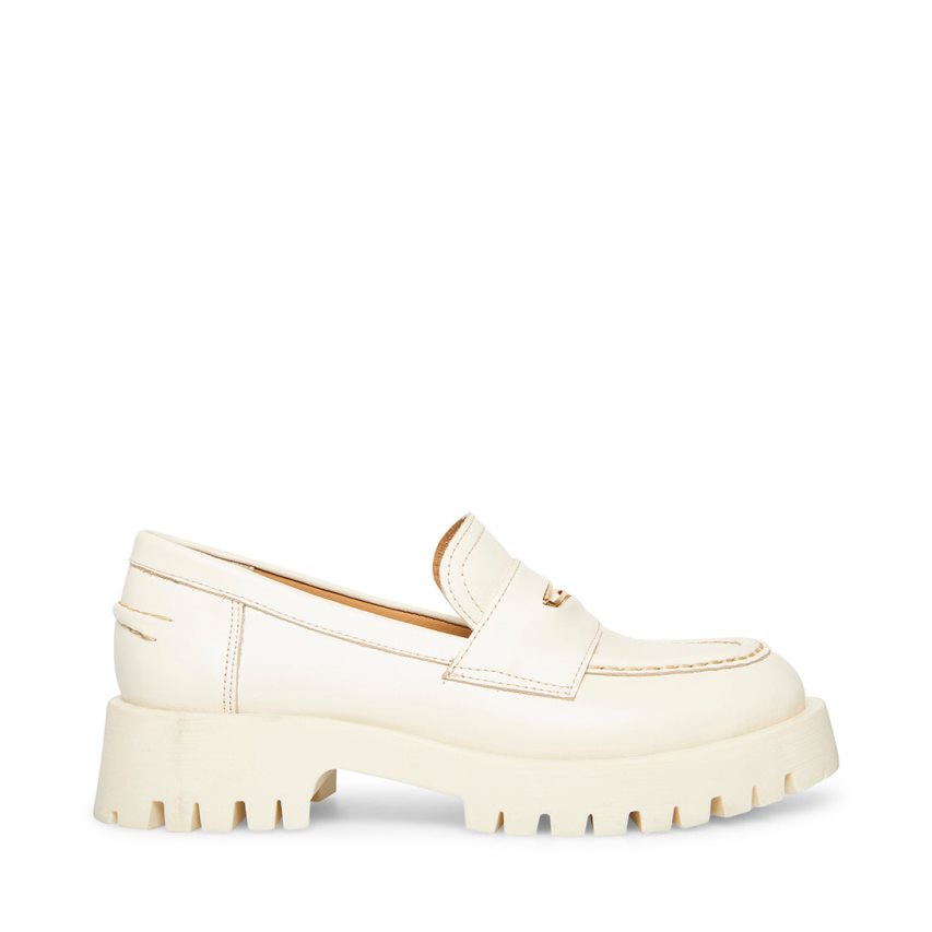 Loafers Steve Madden Lawrence Cuero Mujer Blancas | ES OP8E21
